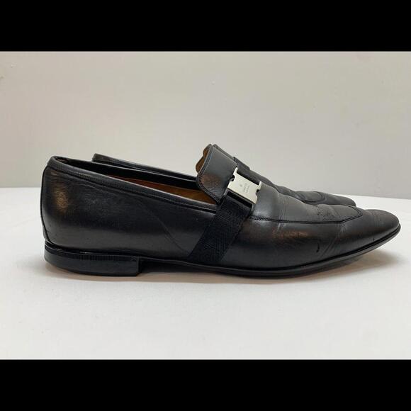Gucci Side Buckle Clasp Loafer Black Leather Sz 9.5 Made In Italy  (some wear) - Picture 1 of 15
